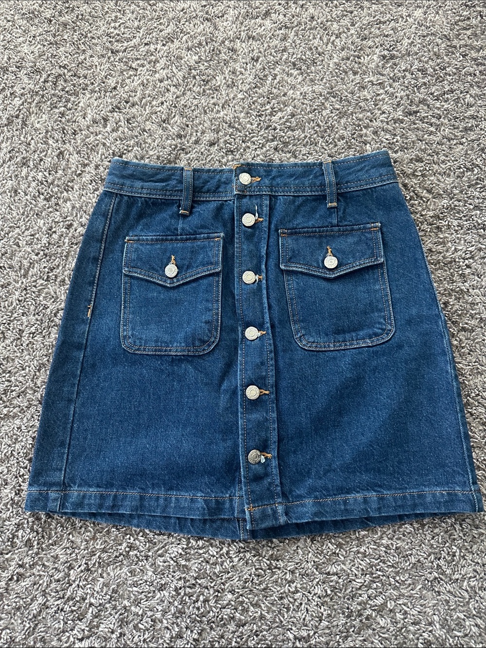 NWT LOFT Dark Blue Denim Button-Front Mini Skirt